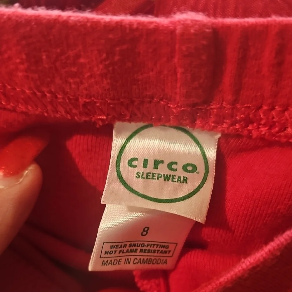 Circo Girls Red Pajama Pant Leggings With Glitter Princess On Leg Size 8